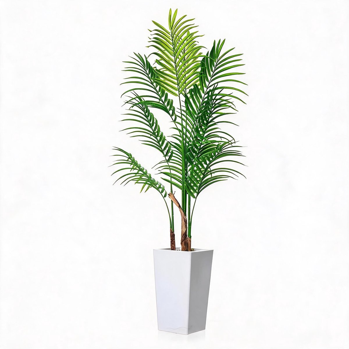 HOERFURIY - 147cm kunst areca palm grote rijke palm met hoge witte pot onderhoudsvrije tropische kunstplant voor binnen en buiten woning kantoor veranda decoratie