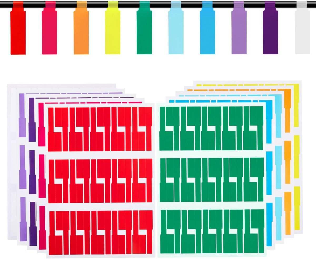 300 kabellabels -P-type kabellabels -10-kleurige kabellabels -Waterdichte kabellabels -Labels voor kabelbeheer van elektronische producten - Zelfklevende kabellabels - Geschikt voor dagelijks en kantoorgebruik om documenten en items te onderscheiden.