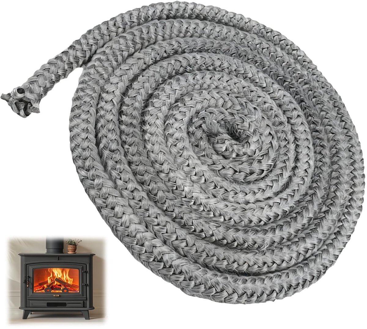 Afdichting voor open haard 8 mm x 2 m - glasvezel - hittebestendig - voorkomt warmteverlies - SnelShoppen