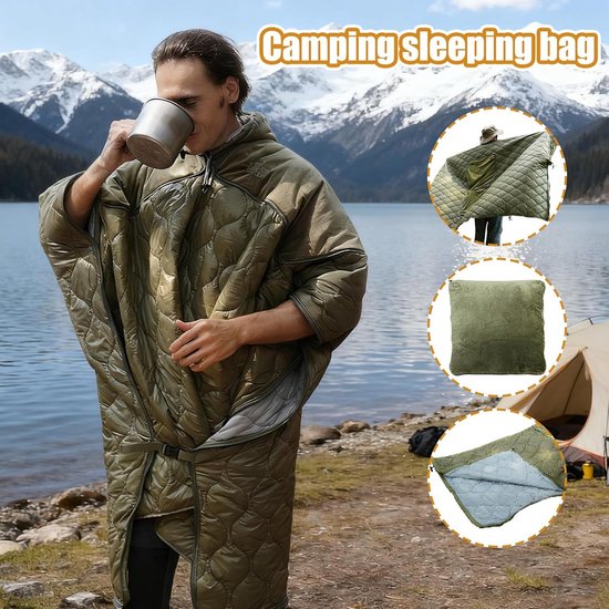 Draagbare Outdoor Deken - Reis Slaapzak - Kamperen en Reizen - Met Capuchon en Fluweel - 190x135cm - Enkele Attribuut — afbeelding 3