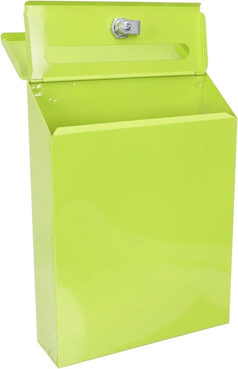 Afsluitbare Brievenbus - Muurmontage Postbus - Buiten Opslag - Robuust Metaal - 22x7x30cm - Lichtgroen