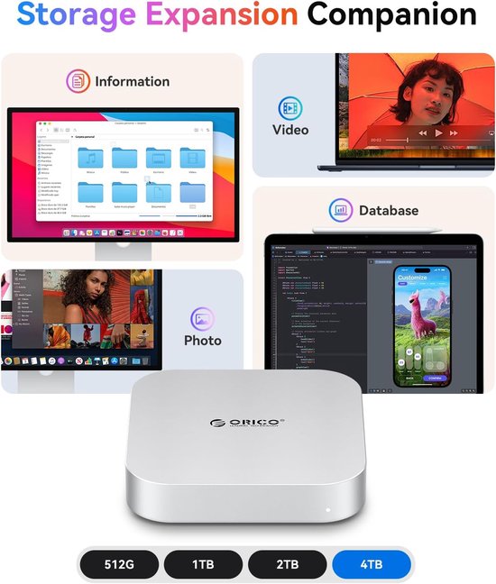 Externe SSD - Draagbare Opslag - Snelle Data Transfer - 40Gbps Snelheid - 512GB - Zilver — afbeelding 4