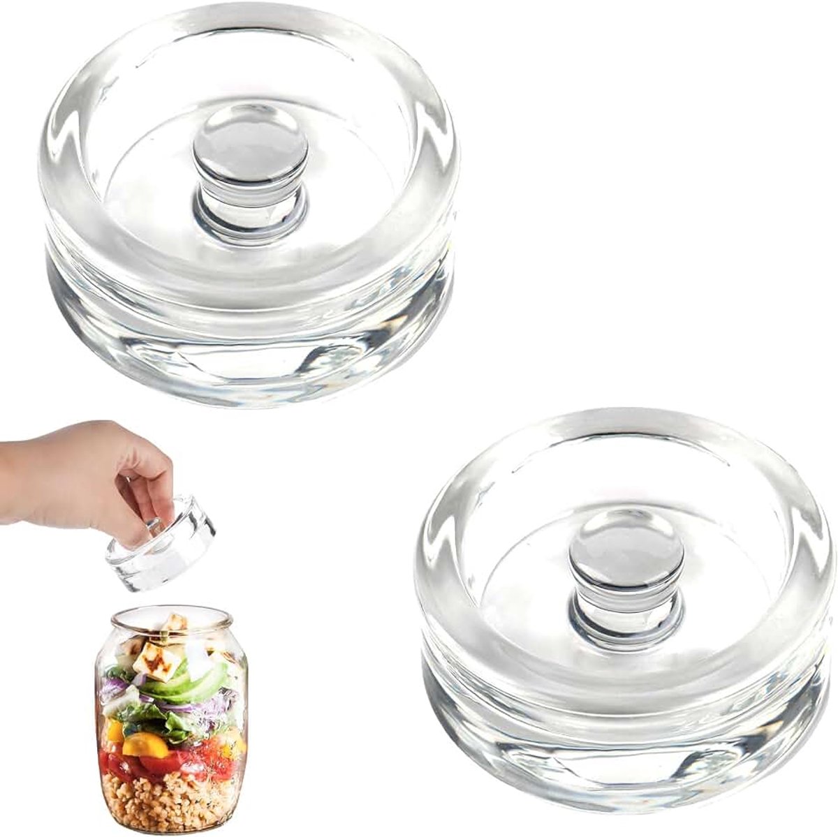Glasgewichten voor fermentatie-fermenteerset, 2 gewichten (7 cm), verzwaringssteen met lichte grip en functionele opening
