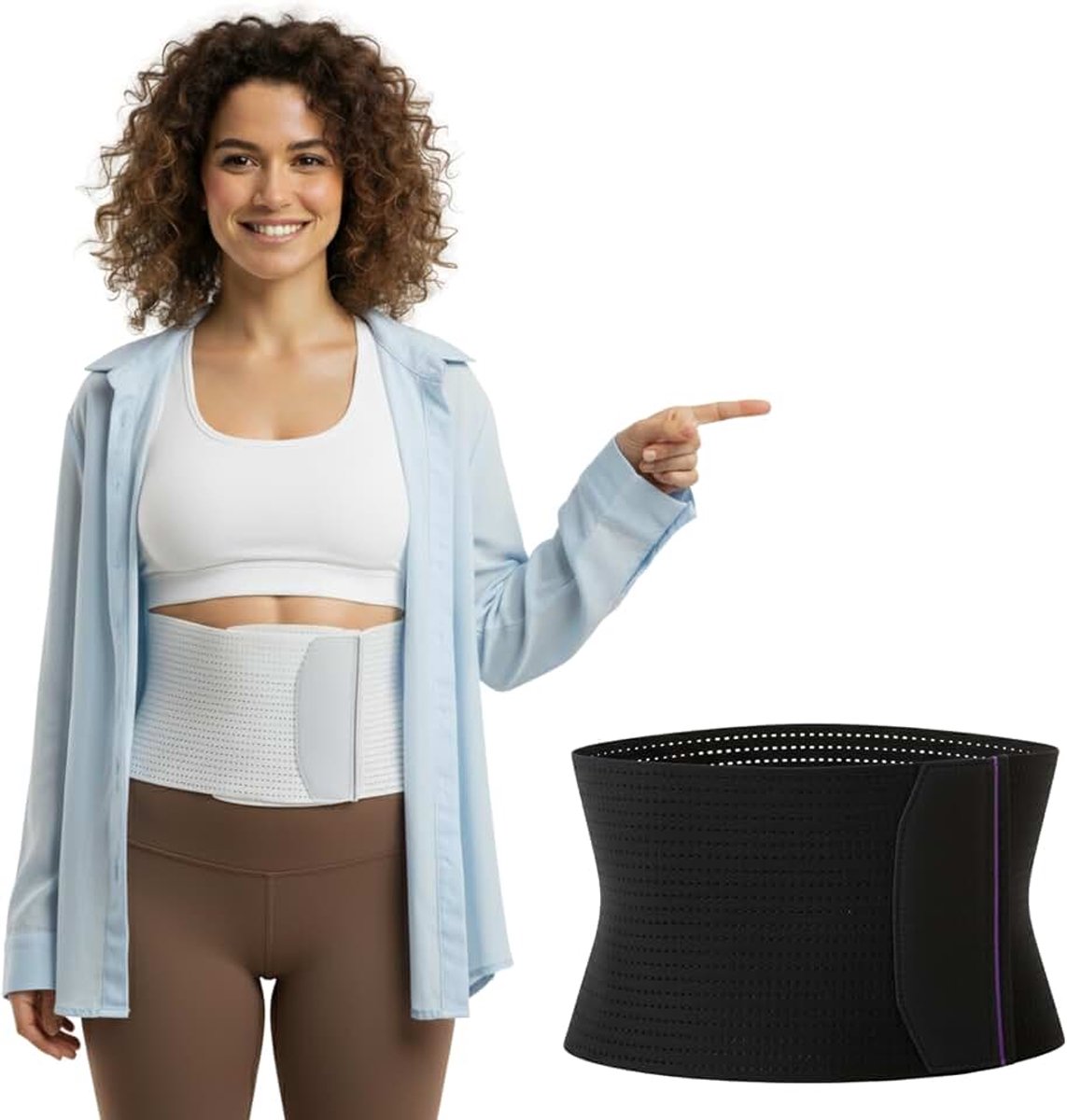Niergordel voor dames en heren, verstelbaar, ademend, voor rug en lichaamshouding, ideaal voor sport, werk en dagelijks gebruik, geen hitte, ultradun, discreet, zwart, 60 tot 115 cm