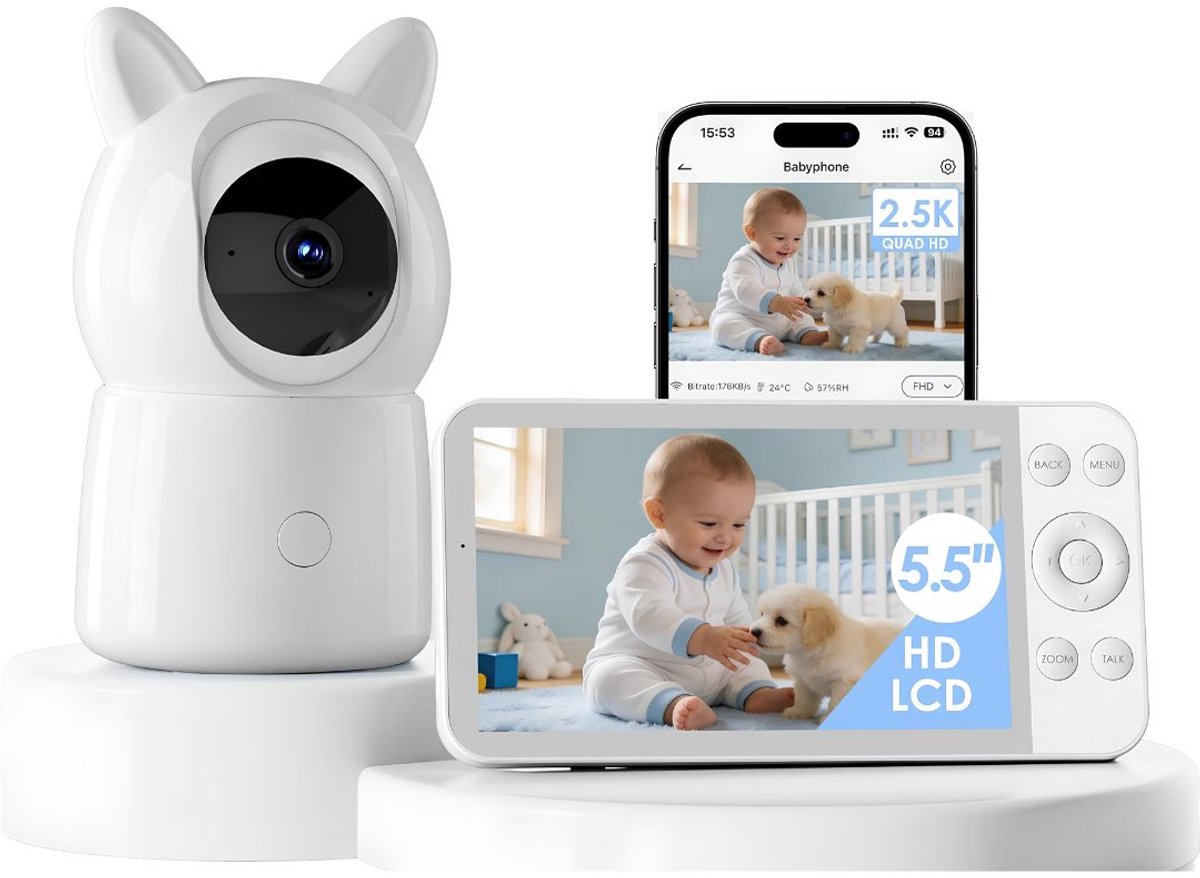 SP® Babyfoon - Baby Monitor - Babyphone - Babyfoon met Camera - Wit - 7cm x 7cm x 15cm