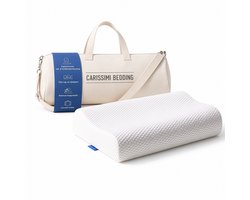 Carissimi Bedding Original Hoofdkussen - Traagschuim Slaapkussen voor Zijslaper en Rugslaper - Ergonomisch Kussen met Nek & Hoofd Ondersteuning - Met Reistas