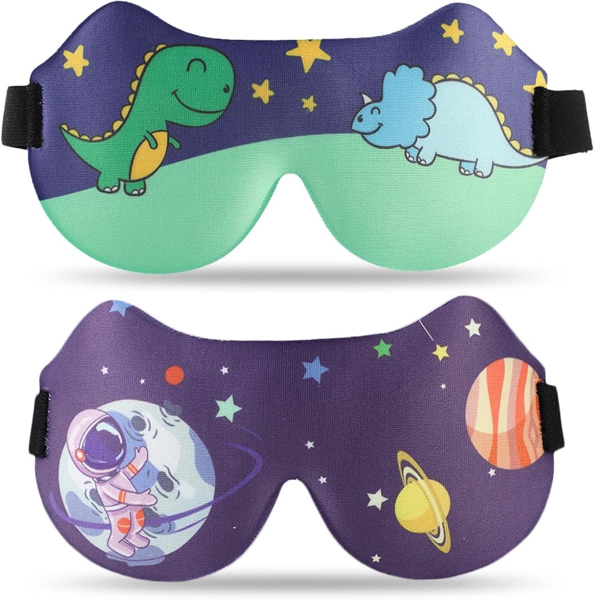 Slaapmasker Kinderen - Oogmasker Set - Comfortabel Slapen - 3D Zacht Ontwerp - 2 Stuks - Paars Blauw