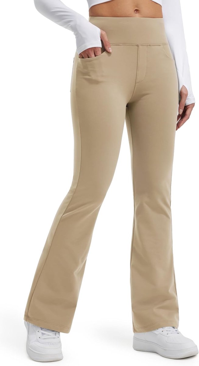 Thermische Flared Legging voor Dames Thermische Broek Wandelbroek Waterafstotend Wintersportbroek Yogabroek Bootcut Broek met Zakken