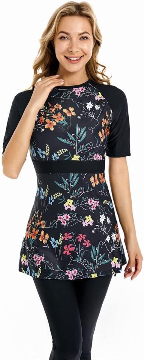 Traje de baño de Manga Corta Traje de baño Modesto para Mujer Traje de baño Modesto Traje de Surf Ropa de Playa Burkini