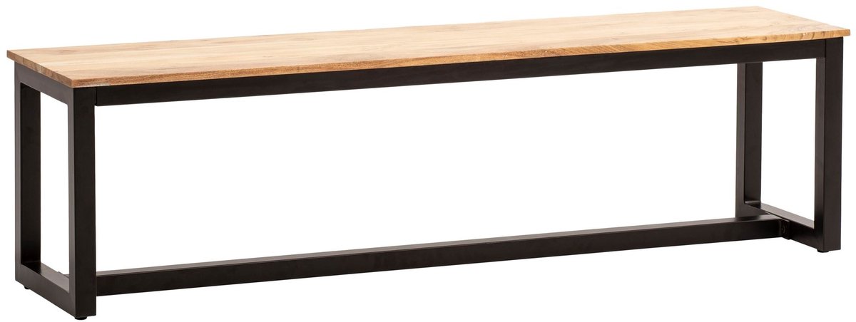 eetkamerbank 160x40x45 cm acacia massief hout metaal loftstijl, eettafelbank massief houten bank zonder rugleuning, keukenbank eetkamerbank industrieel, eetkamerbank groot