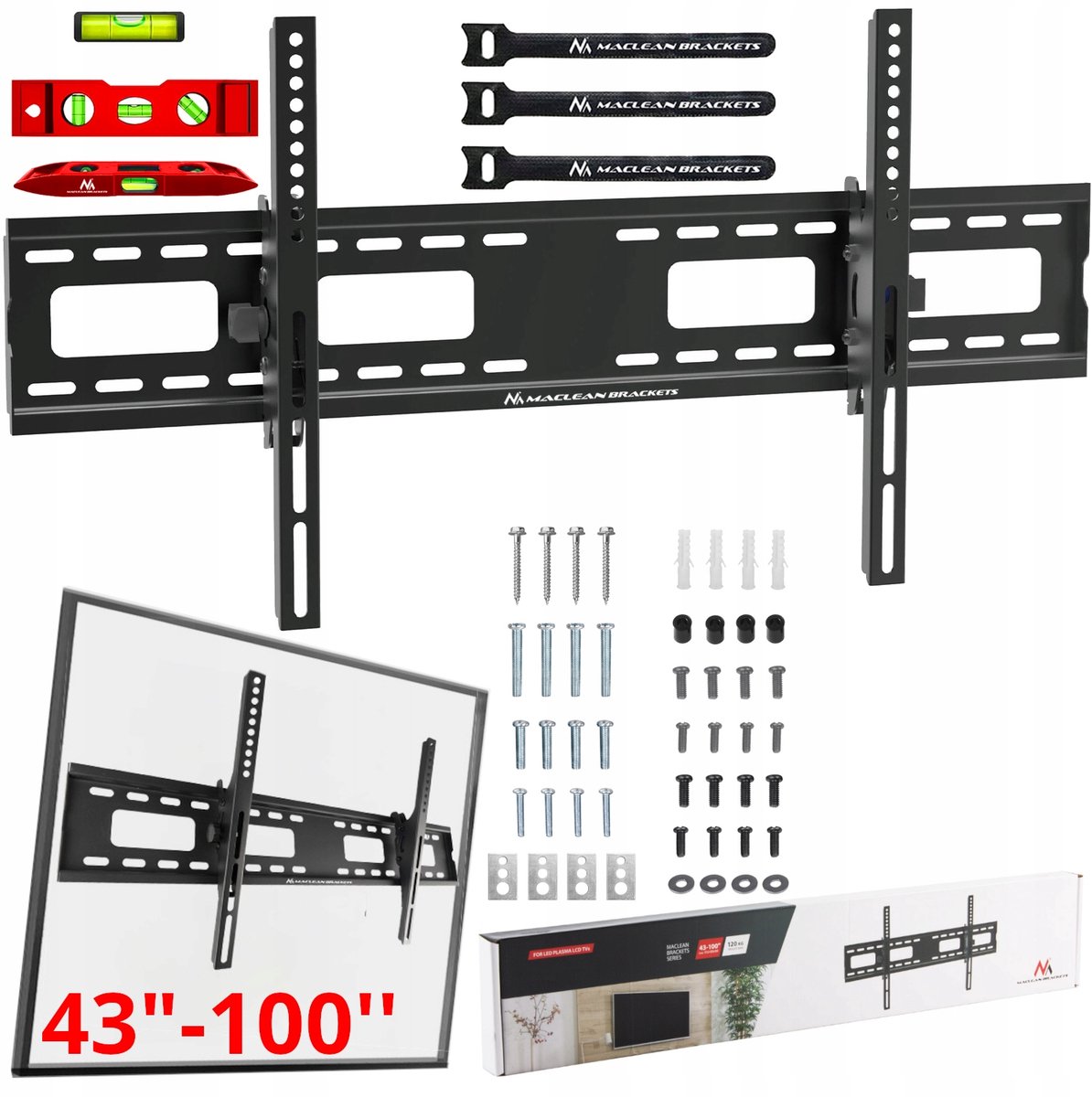 Maclean CALI TV-vorm 43"-100" 120kg Cantilever Zwart
