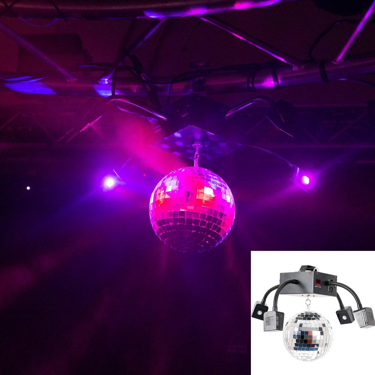 Spiegelbolmotor - Ayra TDC Disco Base met LED-spots - Multikleur