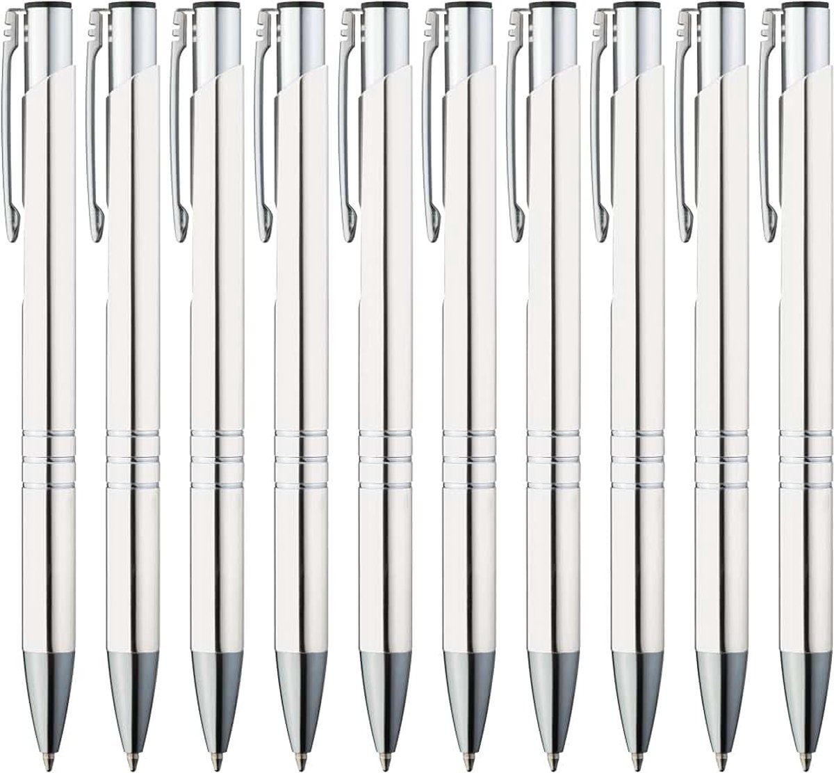 balpen, 50 stuks, premium balpenset, hoogwaardig, pen voor makkelijk en zacht schrijven, blauwschrijvende balpen, wit als optische blikvanger