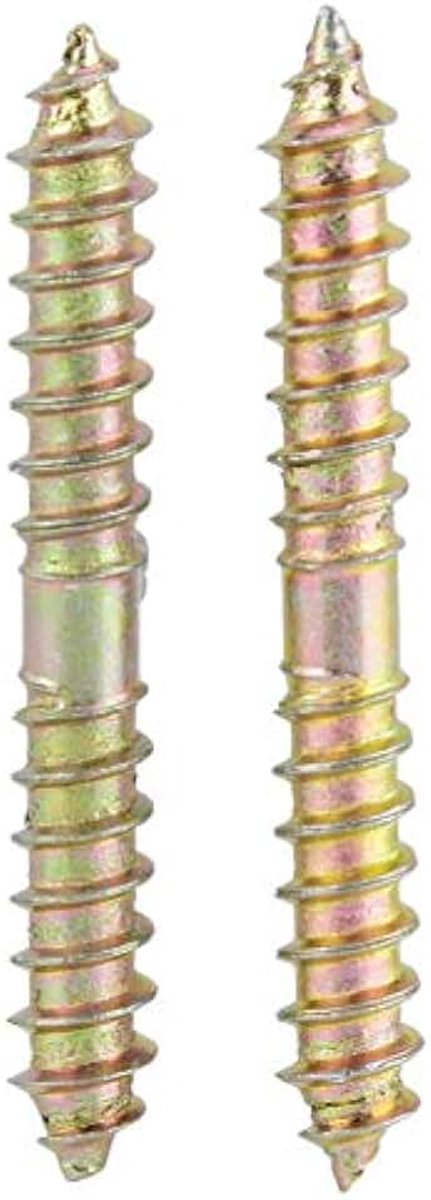 10 Stuks 6x50mm, Dubbelzijdige Schroef voor Houtverbindingen, Zelftappende Houtschroef met Spitse Punt, Verzinkt, voor Meubelconstructie en Houtbewerking