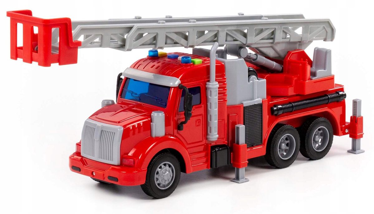 Brandweerwagen met uitschuifbare ladder, licht & geluid - Polesie Profi