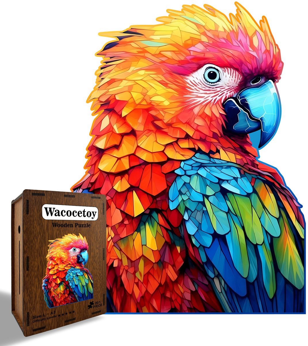 Casalora Houten Puzzel Papegaai 201 Stukjes - Dieren Legpuzzel Volwassenen -L