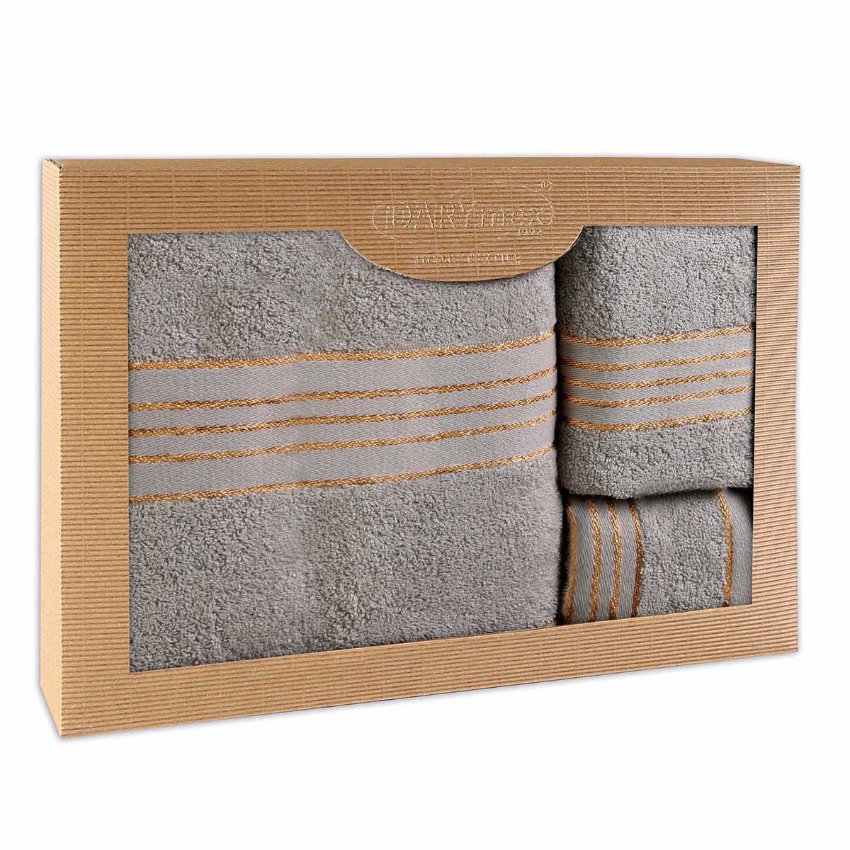 Darymex Home - Handdoeken Set 3-Delig - Met Cadeauverpakking - Lichtgrijs / Asgrijs - 100% Katoen (500 g/m²)
