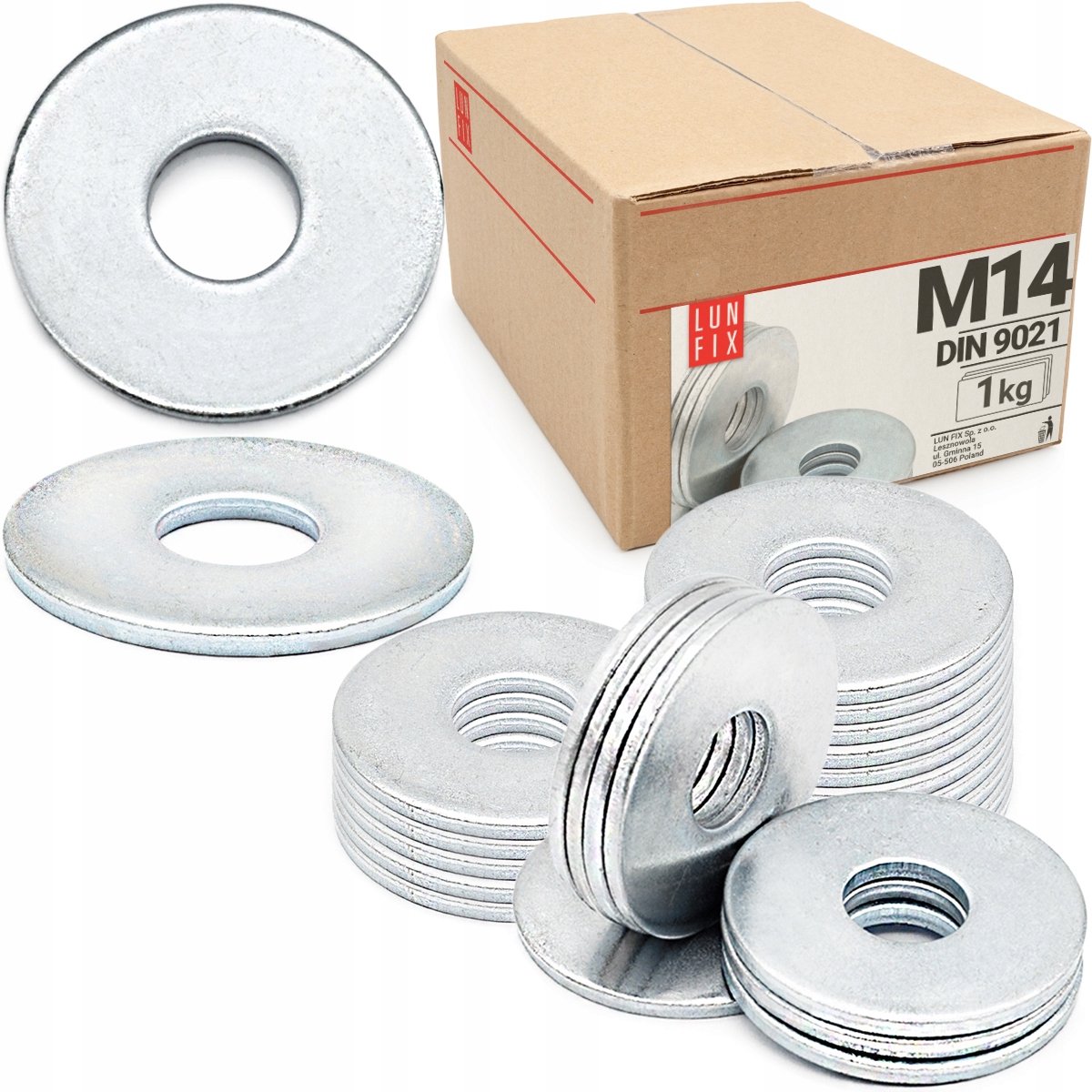 LUN FIX - Vergrote sluitring M14 verzinkt DIN 9021 - 1 kg
