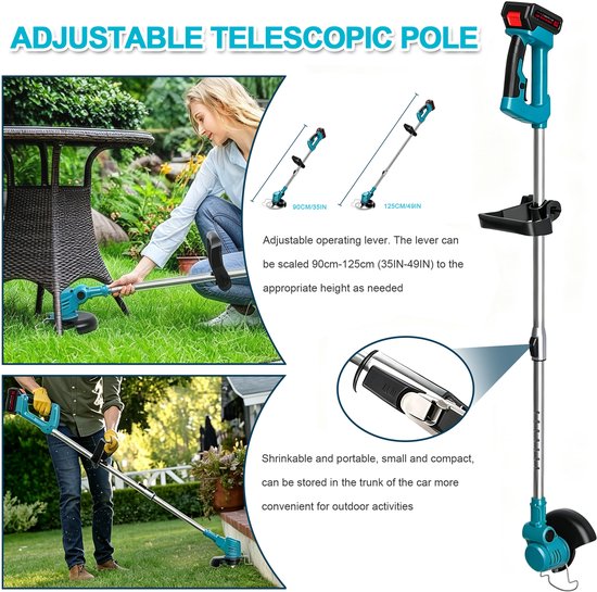 Traumheim® 3-in-1 Kantenmaaier - Elektrische Grastrimmer - Bosmaaier - Grasmaaier - Draadloos & Elektrisch - Incl. 2 Accu ‘s & Snellader - blauw van Traumheim — afbeelding 5