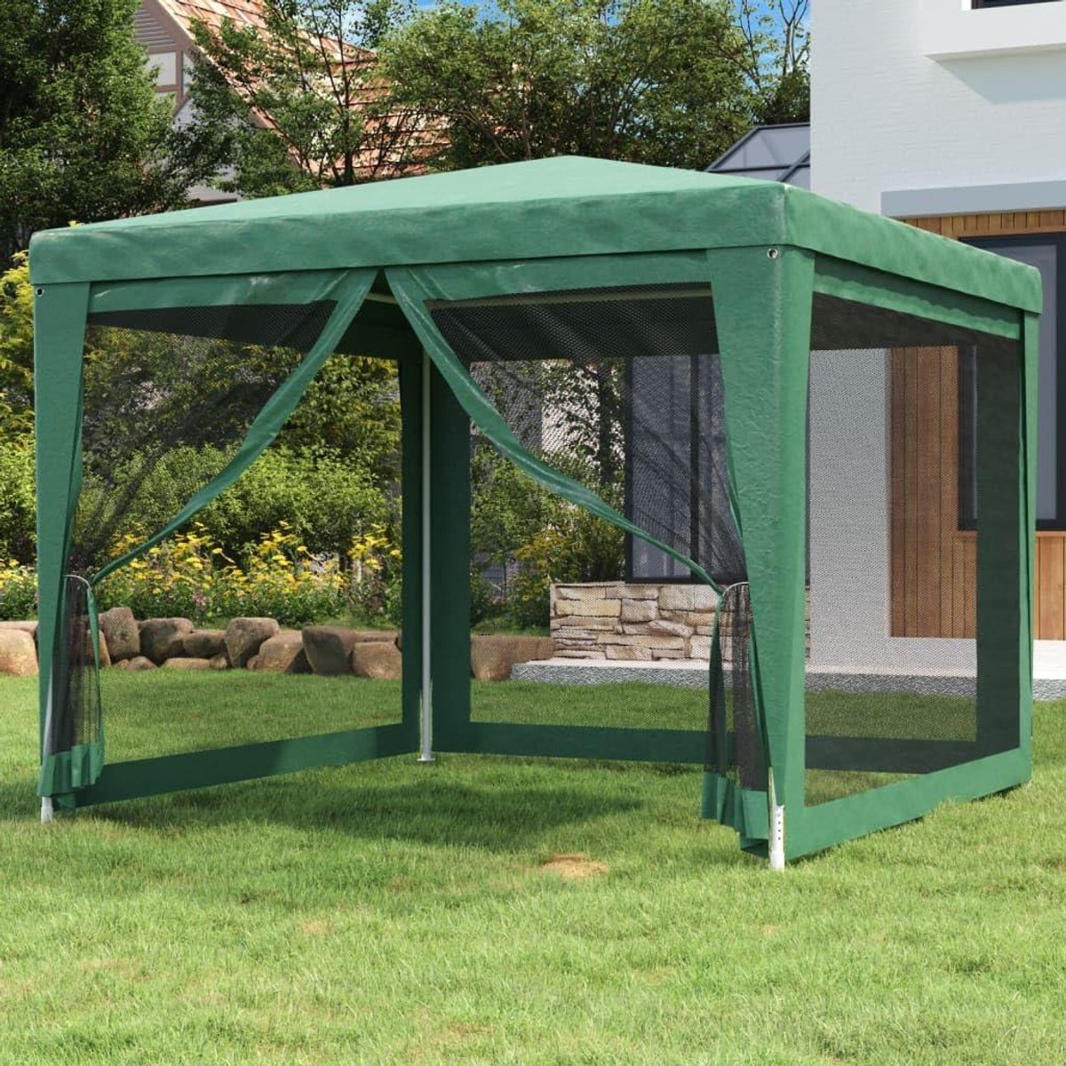 Feesttent - Tuinpaviljoen - Buitenfeest - Met 4 gaaswanden - 3 x 3 meter - Groen