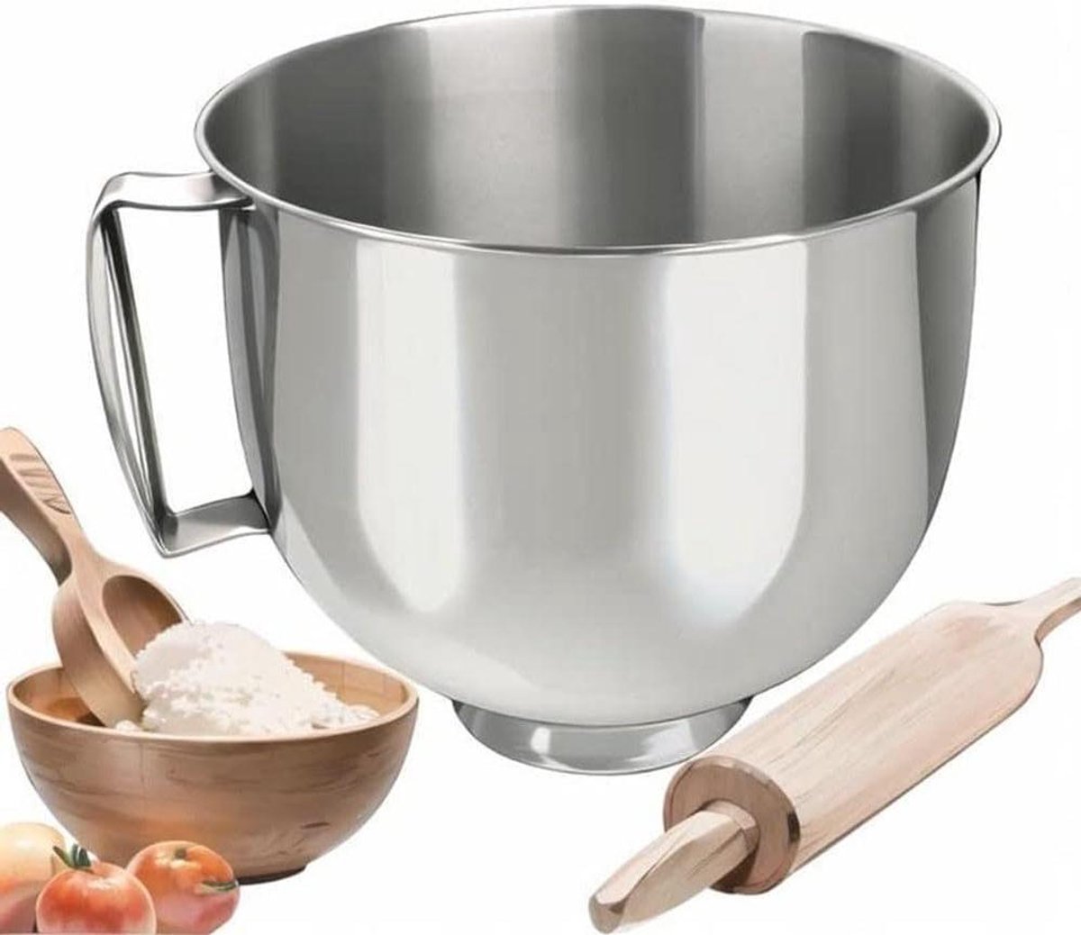 Mengkom Roestvrijstaal - Mixer Kom - Bakken en Keuken - Voedselveilig Materiaal - 48 Liter - Zilverkleurig