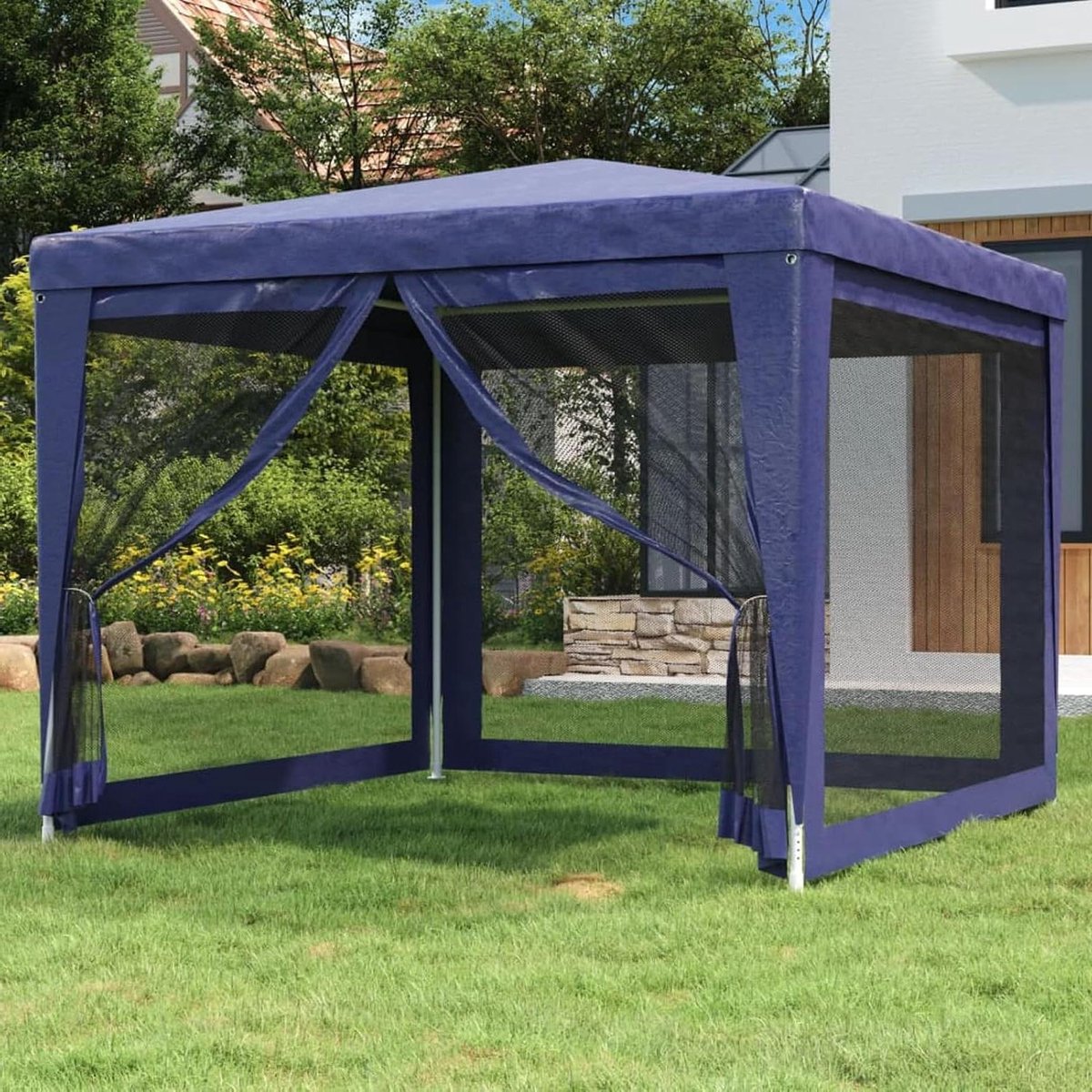 Partytent met zijwanden - Paviljoen Tent - Feestelijke Bijeenkomst - Waterdicht UV Beschermend - 3 x 3 Meter - Blauw