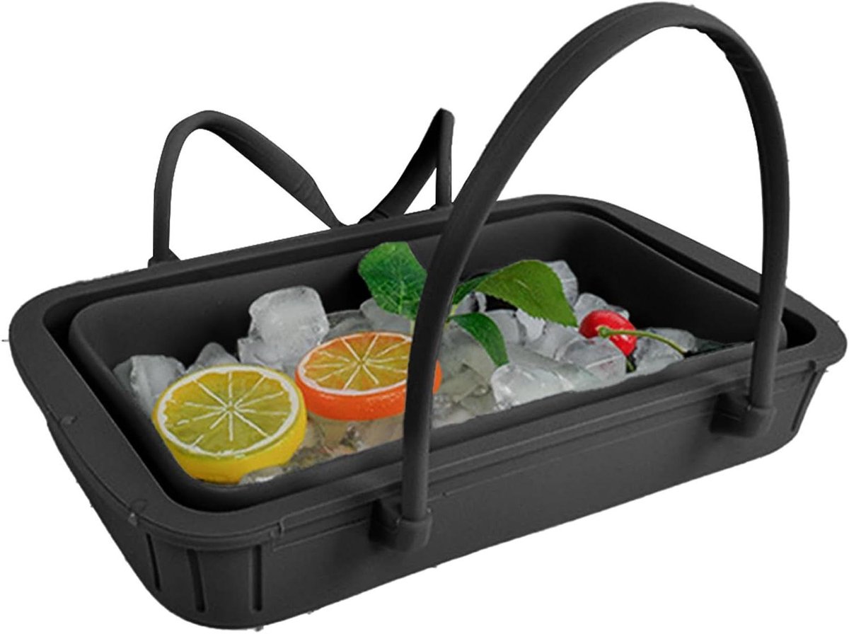 Opvouwbare IJsemmer - Drinkbak Handvat - Feestuitrusting Outdoor - Geurneutraal Continu Gebruik - 30 x 18 x 7 cm - Zwart