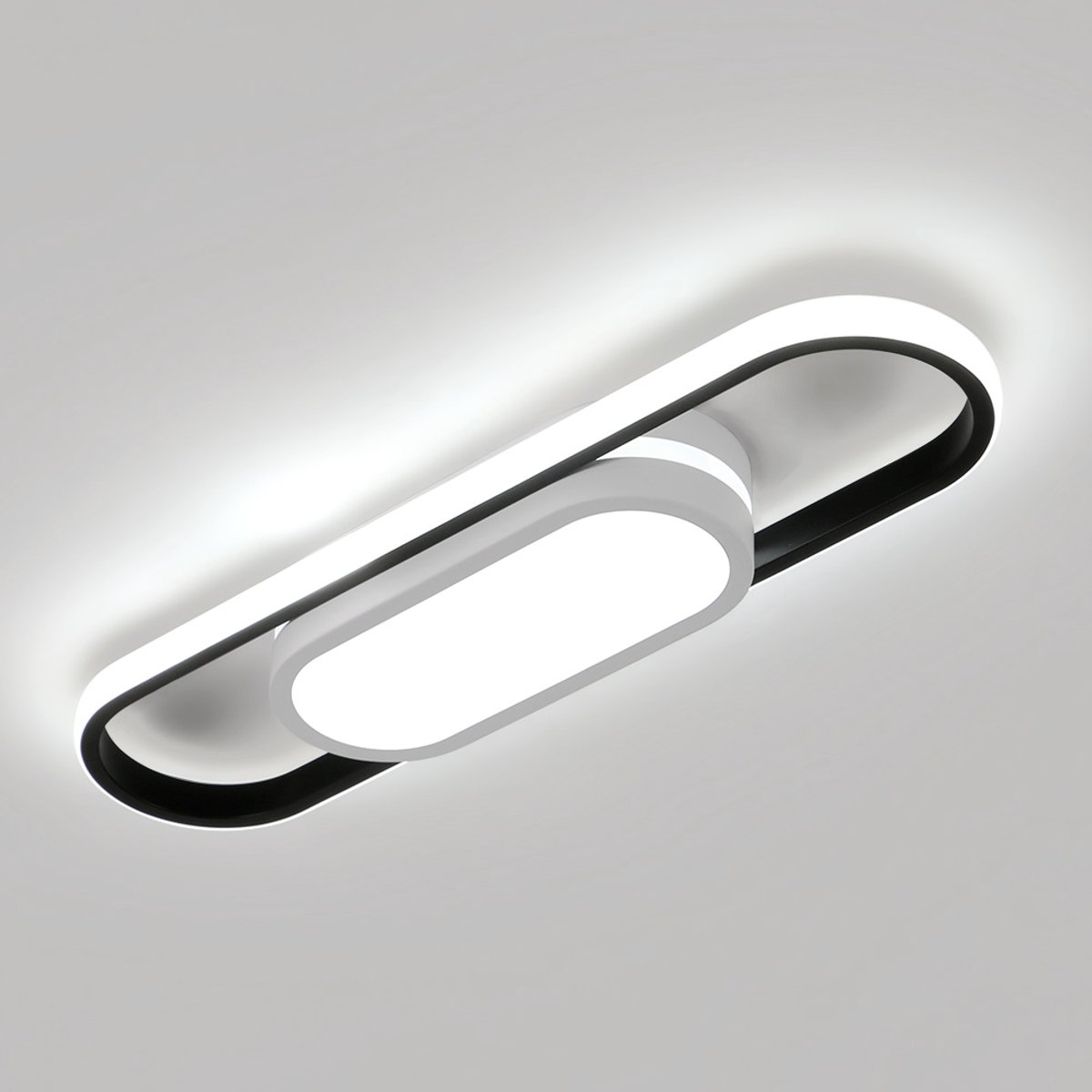 Riserva LED Plafondlamp modern minimalistisch ovaal zwart‑wit 30W driekleuren dimbaar 3000/4500/6500K voor woonkamer slaapkamer keuken