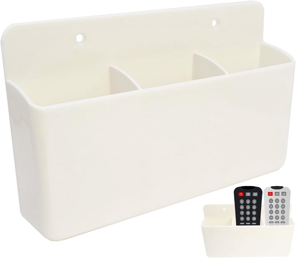 Houder met Wandmontage, Zelfklevend Houder voor Afstandsbediening voor Woonkamer of Slaapkamer, Universele Afstandsbediening Opbergdoos Muur voor TV, Airco en Ventilator (Wit)