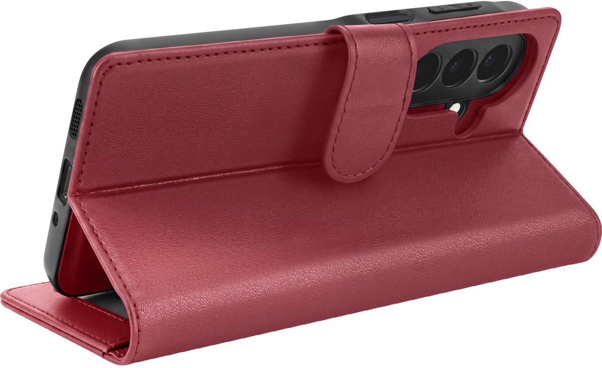 Mayaxess, Portemonnee Hoesje Geschikt voor Samsung Galaxy A27 RFID Protection Case, Rood