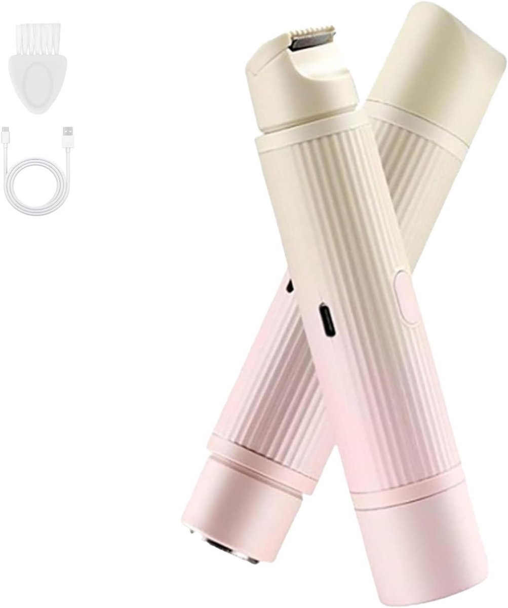 Elektrische Ladyshave - Ontharingsapparaat - Gladde Huid - 2-in-1 Dubbele Kop - Draagbaar - Roze