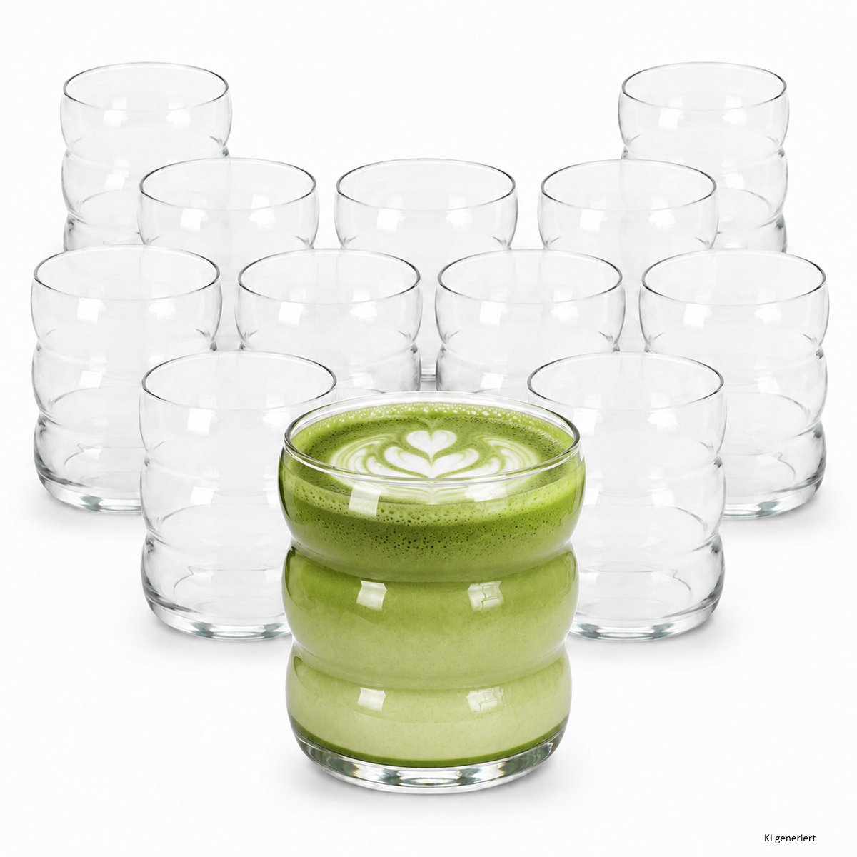 Set van 12 MATCHA-drinkglazen van 360 ml met golvend ontwerp – 3000490