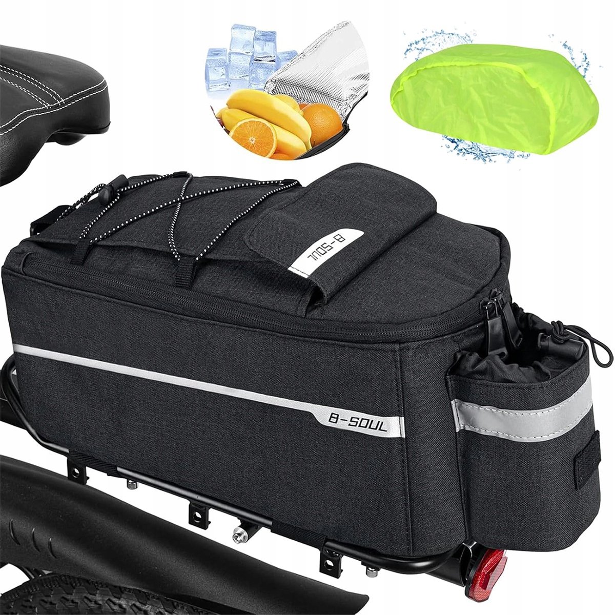 Fietsbagagedrager Tas 10L Thermisch Waterdicht Reflecterend met Schouderband