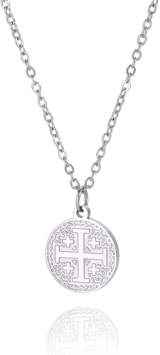 Klassiek Kruis Medaillon Hanger Ketting Elegant Roestvrij Staal Religieus Symbool voor Vrouwen