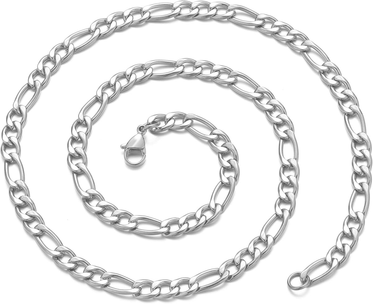 Halsketting voor heren, roestvrij staal, zilver/zwart, gouden ketting, 35 - 66 cm, Cubaanse ketting, 5/7/9 mm, Cubaanse halskettingen voor heren en dames, tienersieraden, cadeau