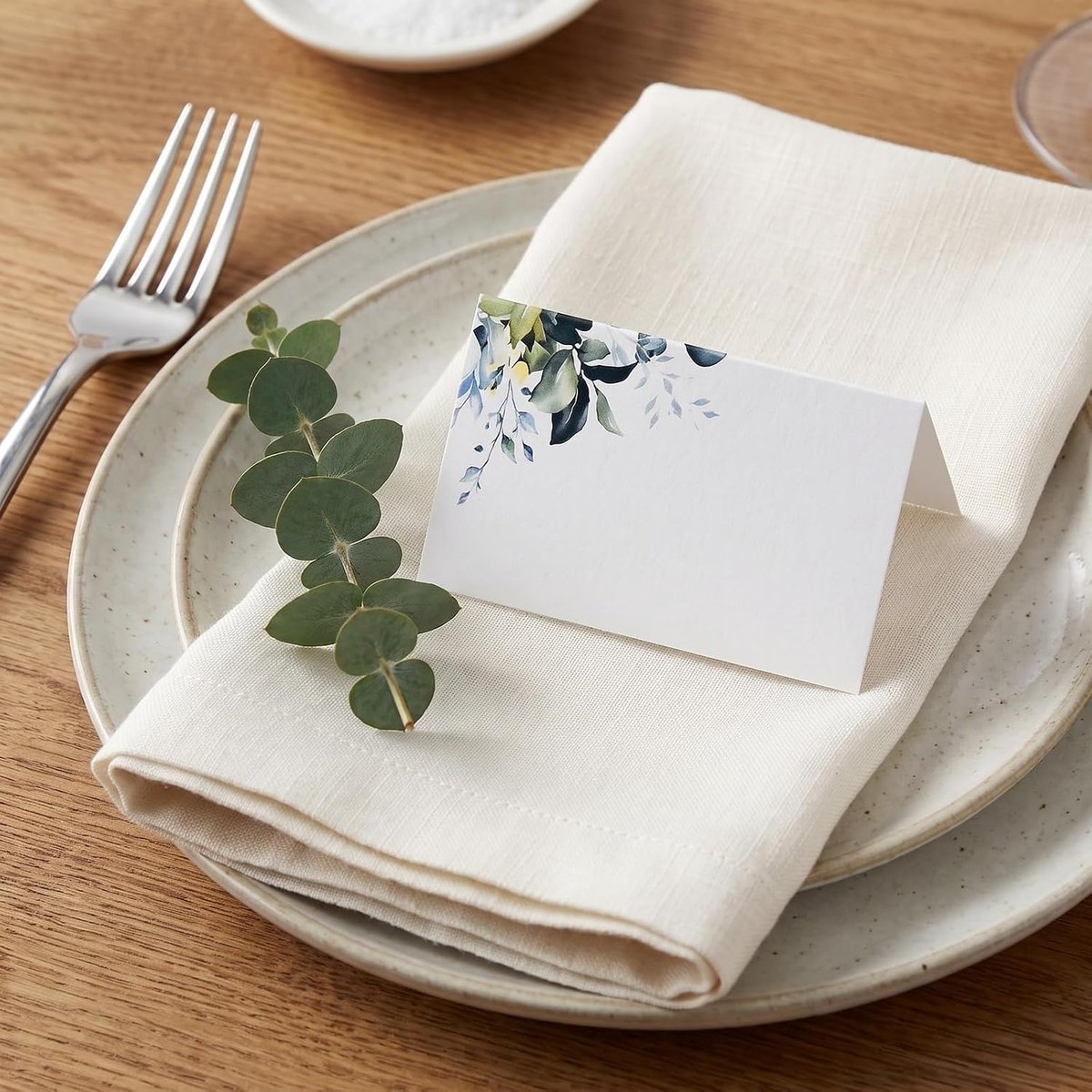 50 stuks tafelkaartjes verjaardag groene bladeren, ideaal als communiekaartjes, naamkaartjes bruiloft, plaatskaartjes communie, elegante tafelkaartjes communie, bruiloftdecoratie