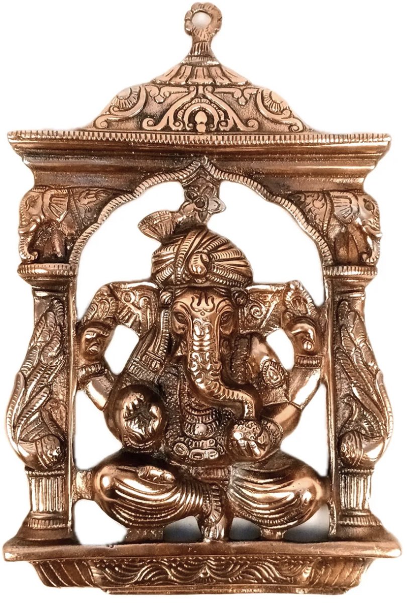 N3 Collecties Antieke koperen wanddecoratie uit de Ganesha-tempel.