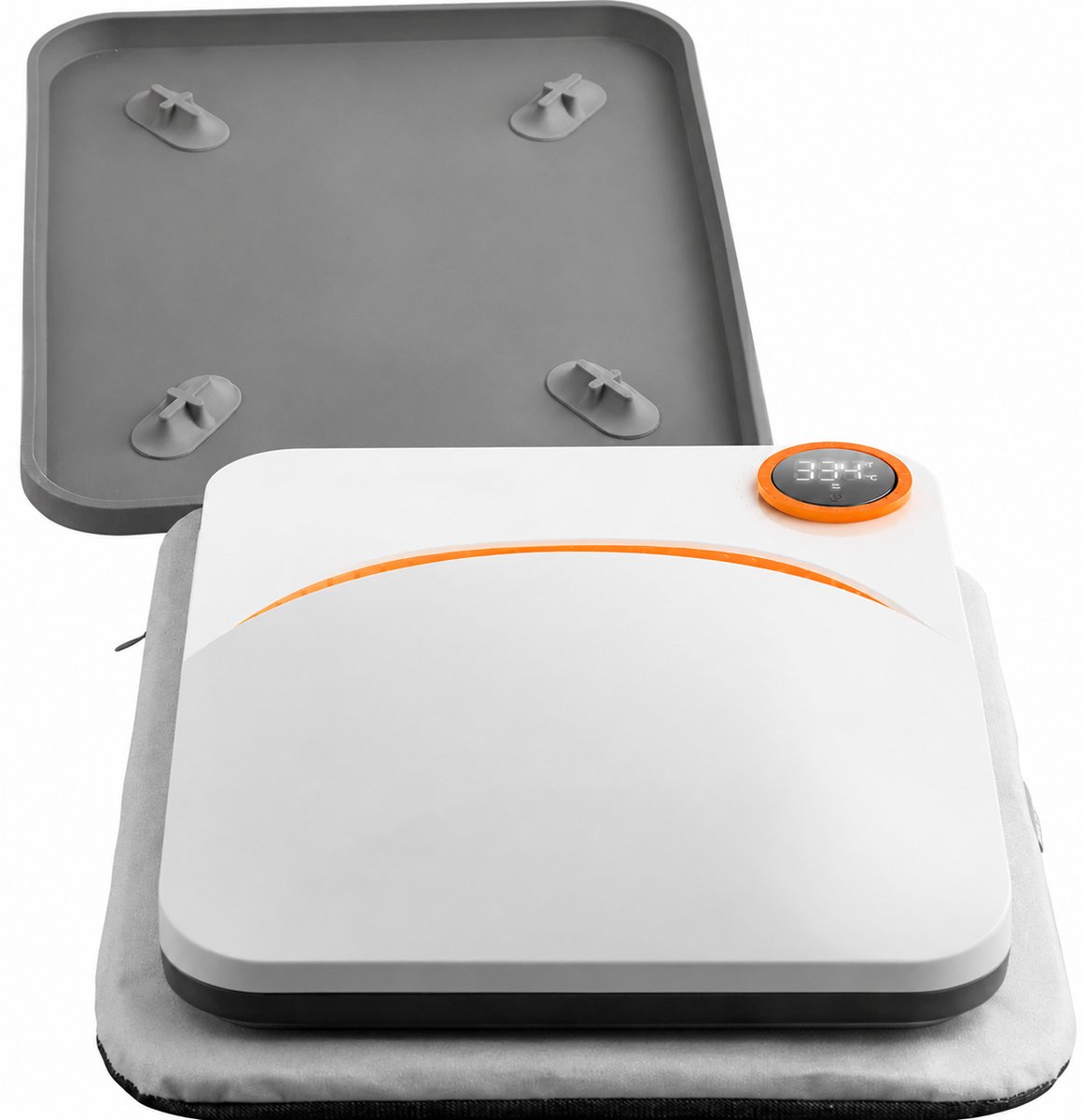 Chelsey-store - Hittepers - Transferpers - Warmte persmachine - Digitale LED-Display - Mica-Verwarmingstechnologie - Grijs/Oranje