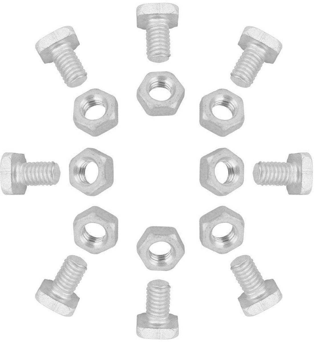 50 stks Aluminium Noten + 50 stks Bouten Broeikas Cropped Hoofd Noten & Bouten M6 x 12 mm Zilver Tone Bulk Hardware Set