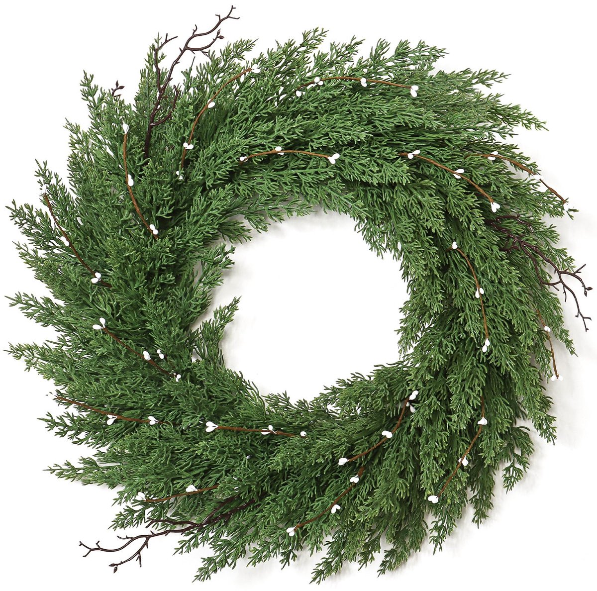 Norfolk Kerstkrans voor huisdeur, 56 cm, dennenboom, adventskrans, deurkrans, Kerstmis, buiten, groen, kunstmatige dennenkrans, kerstdecoratie voor Kerstmis, deuren, bomen, muren, ramen
