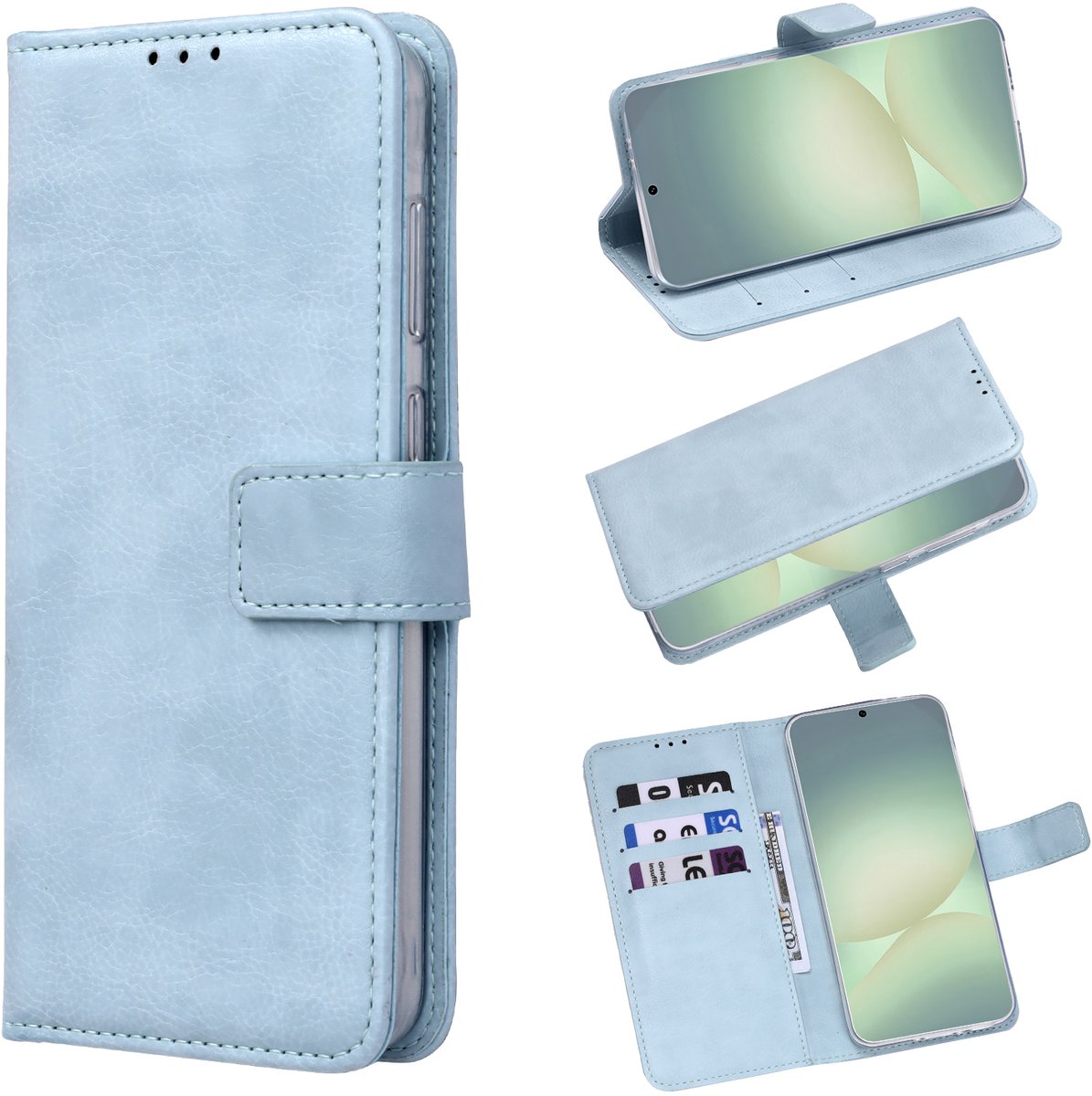 Casemania Hoesje Geschikt voor OPPO Reno16 Pro 5G en OPPO Reno16 5G - Licht Blauw - Portemonnee Book Case met Pasjeshouder - Wallet Telefoonhoesje