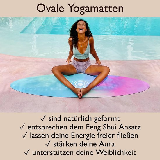 Ovale Yogamat - Gymnastiekmat Sportmat - Thuis Sporten - Antislip Natuurlijk Rubber - 200 x 69 cm - Regenboog — afbeelding 5