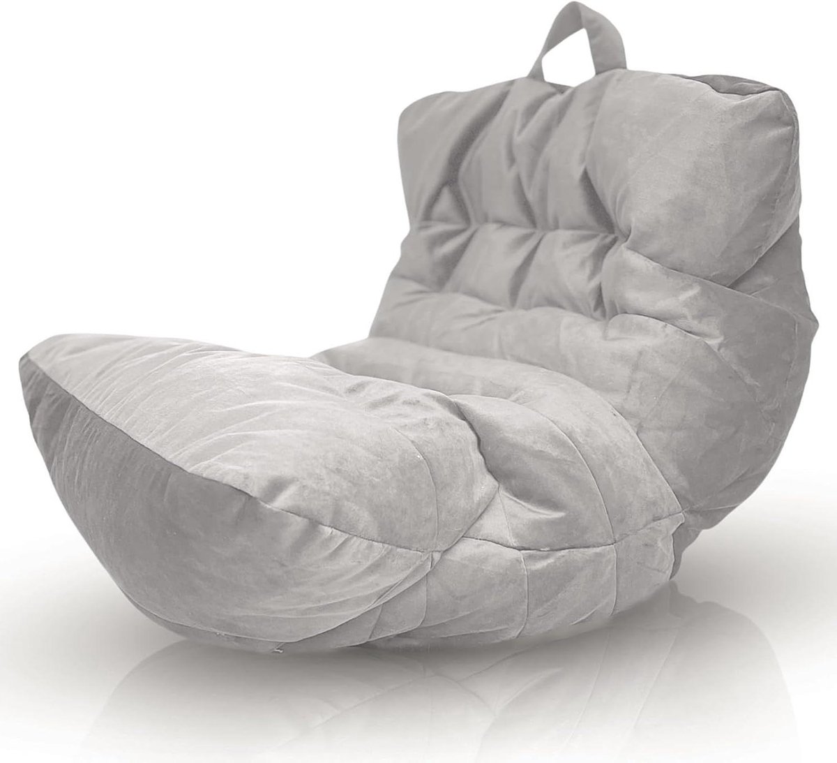 Luxe Zitzak - Vloerkussen Pouf - Ontspannen Lezen - Wasbare Hoes - 90x90x80 cm - Lichtgrijs