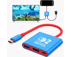 Docking Station geschikt voor Nintendo Switch , Nintendo Switch OLED & Nintendo Switch 2 dock - hdmi switch - usb c dock - usb switch dock