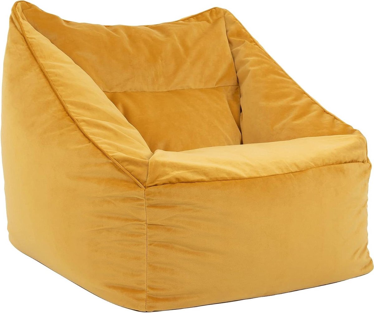 Zitzak Fauteuil - Beanbag Stoel - Ontspannen Thuis - Hoogwaardig Fluweel - 88 x 100 x 80 cm - Geel