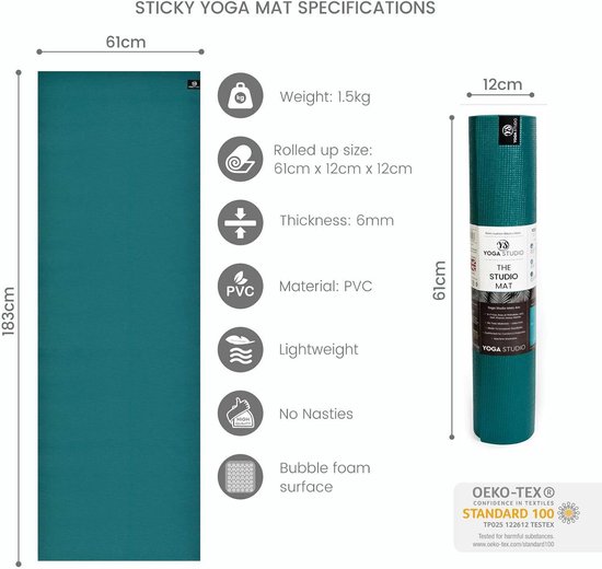 Yogamat - Fitnessmat - Yoga oefenen - Antislip basis - 183x61cm - Blauwgroen van Yogamat — afbeelding 5