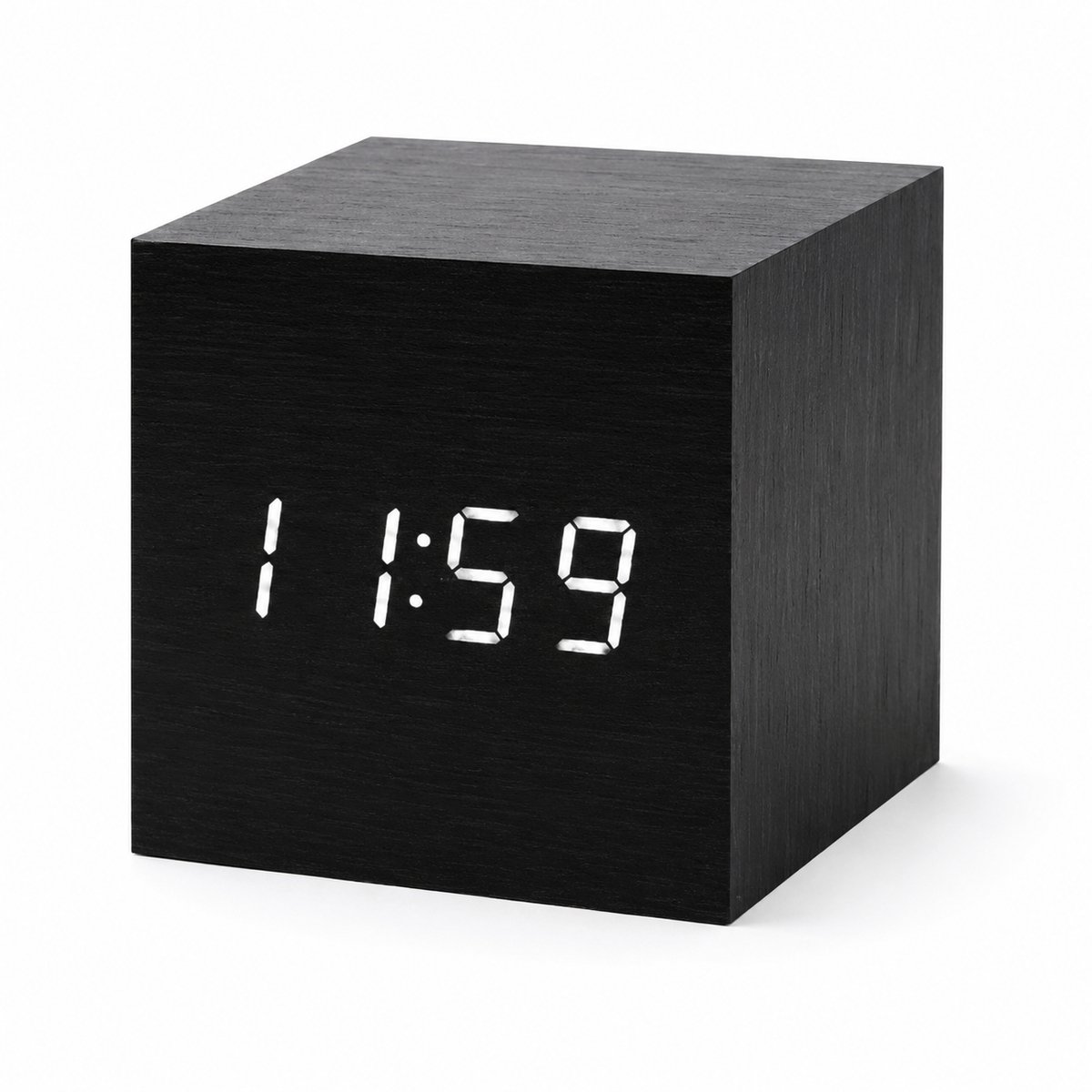 AXBO Digitale Houten Wekker – 3 Alarmen – Snooze – Sound Control – LED Display – USB + Adapter Inclusief- Zwart