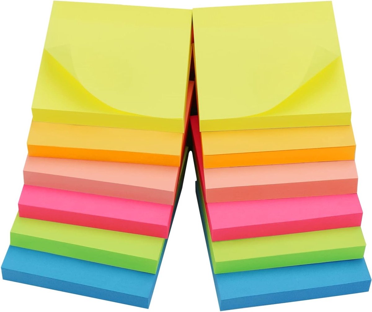 Pack van 1200 Plaknotities in Pasteltinten voor Markeren en Organiseren, Herpositioneerbaar en Schrijfbaar