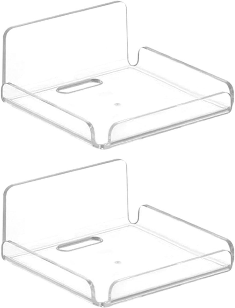 Set van 2 Drijvende Acryl Planken, Wandplanken zonder Boren, Transparante Planken voor Slaapkamer en Keuken, Ideaal voor Opberging en Decoratie