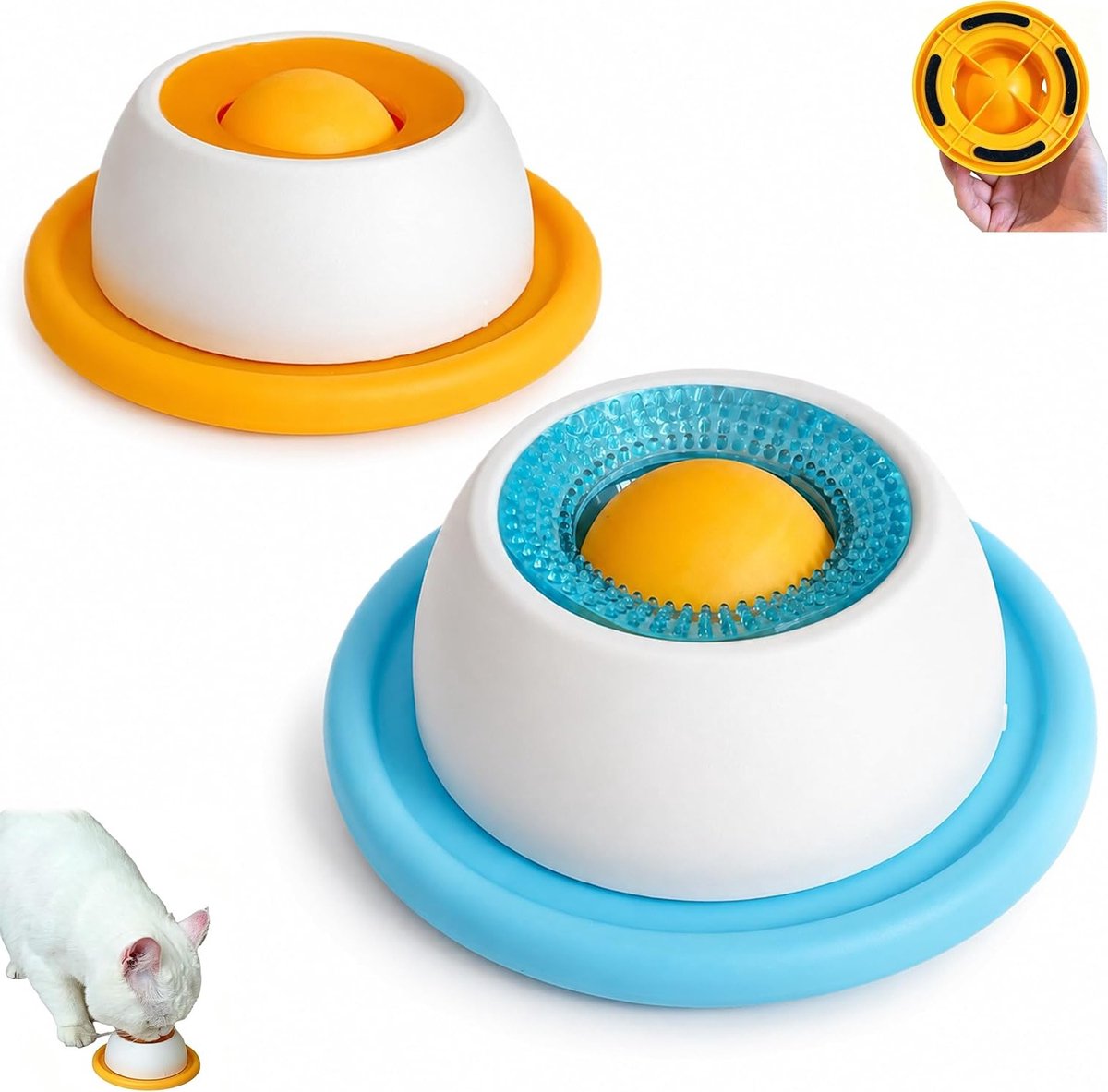 Hondenlikbak Set van 2, Antislip Yogurtbal voor Traktaties, Ideaal voor Speelse Honden